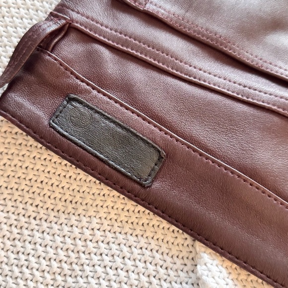 AG Adriano Goldschmied LEATHER The Leggings Super Skinny Jeans Burgundy Pants - Picture 11 of 15